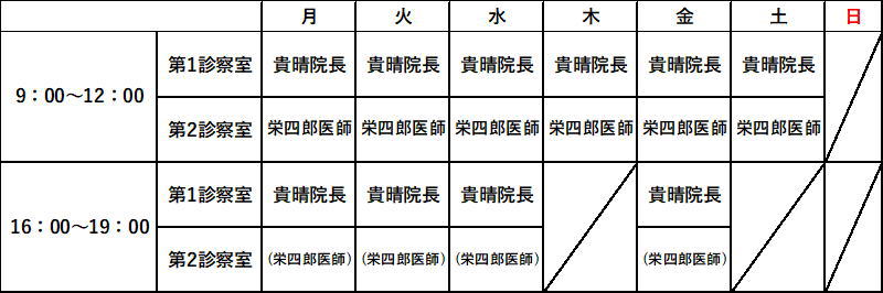 名古屋市西区の漢方内科「松久医院」の担当医表＿20240412（新）